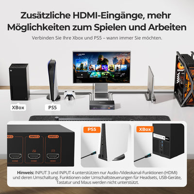 TESmart.DE THK401-X4-EUBK KVM Switch 4-Port KVM für Apple Studio Display – Bis zu 6K@60Hz / 5K@120Hz, kompatibel mit Thunderbolt™ 4- und HDMI-Geräten 4-Port KVM für Apple Studio Display – Kompatibel mit Thunderbolt™ 4- und HDMI-Geräten