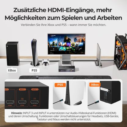 TESmart.DE THK401-X4-EUBK KVM Switch 4-Port KVM für Apple Studio Display – Bis zu 6K@60Hz / 5K@120Hz, kompatibel mit Thunderbolt™ 4- und HDMI-Geräten 4-Port KVM für Apple Studio Display – Kompatibel mit Thunderbolt™ 4- und HDMI-Geräten