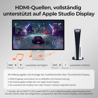TESmart.DE THK401-X4-EUBK KVM Switch 4-Port KVM für Apple Studio Display – Bis zu 6K@60Hz / 5K@120Hz, kompatibel mit Thunderbolt™ 4- und HDMI-Geräten 4-Port KVM für Apple Studio Display – Kompatibel mit Thunderbolt™ 4- und HDMI-Geräten