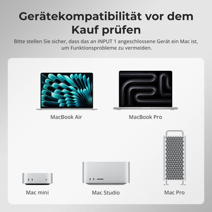 TESmart.DE THK401-X4-EUBK KVM Switch 4-Port KVM für Apple Studio Display – Bis zu 6K@60Hz / 5K@120Hz, kompatibel mit Thunderbolt™ 4- und HDMI-Geräten 4-Port KVM für Apple Studio Display – Kompatibel mit Thunderbolt™ 4- und HDMI-Geräten