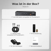 TESmart.DE TKS202-X4-EUBK 2-Port Dual-Monitor KVM für Apple Studio Display – Bis zu 5K@60Hz, kompatibel mit Thunderbolt™ 4-Geräten 10617230232513 2-Port Dual-Monitor KVM für Apple Studio Display – Bis zu 5K@60Hz, kompatibel mit Thunderbolt™ 4-Geräten EU Plug