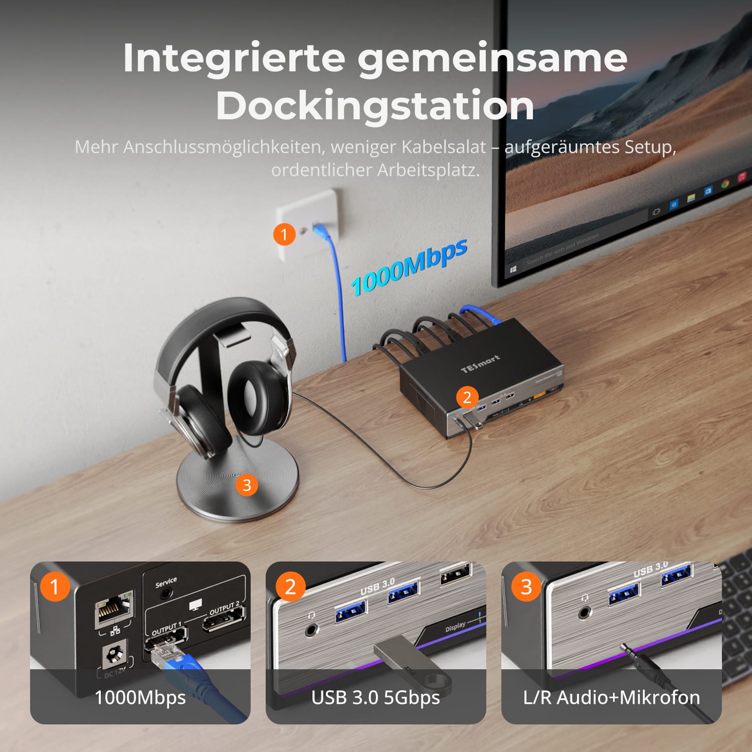 TESmart DKS202-M24-EUBK Dual Monitor KVM Switch DP 1.4 Dual 8K@60Hz KVM Switch Gaming Dock für 2 PCs und 2 Monitore, mit EDID, G-Sync, FreeSync 10652805090631 Dual 8K@60Hz KVM-Switch &amp; Gaming-Dock – DP 1.4, EDID, G-Sync | TESmart EU Plug