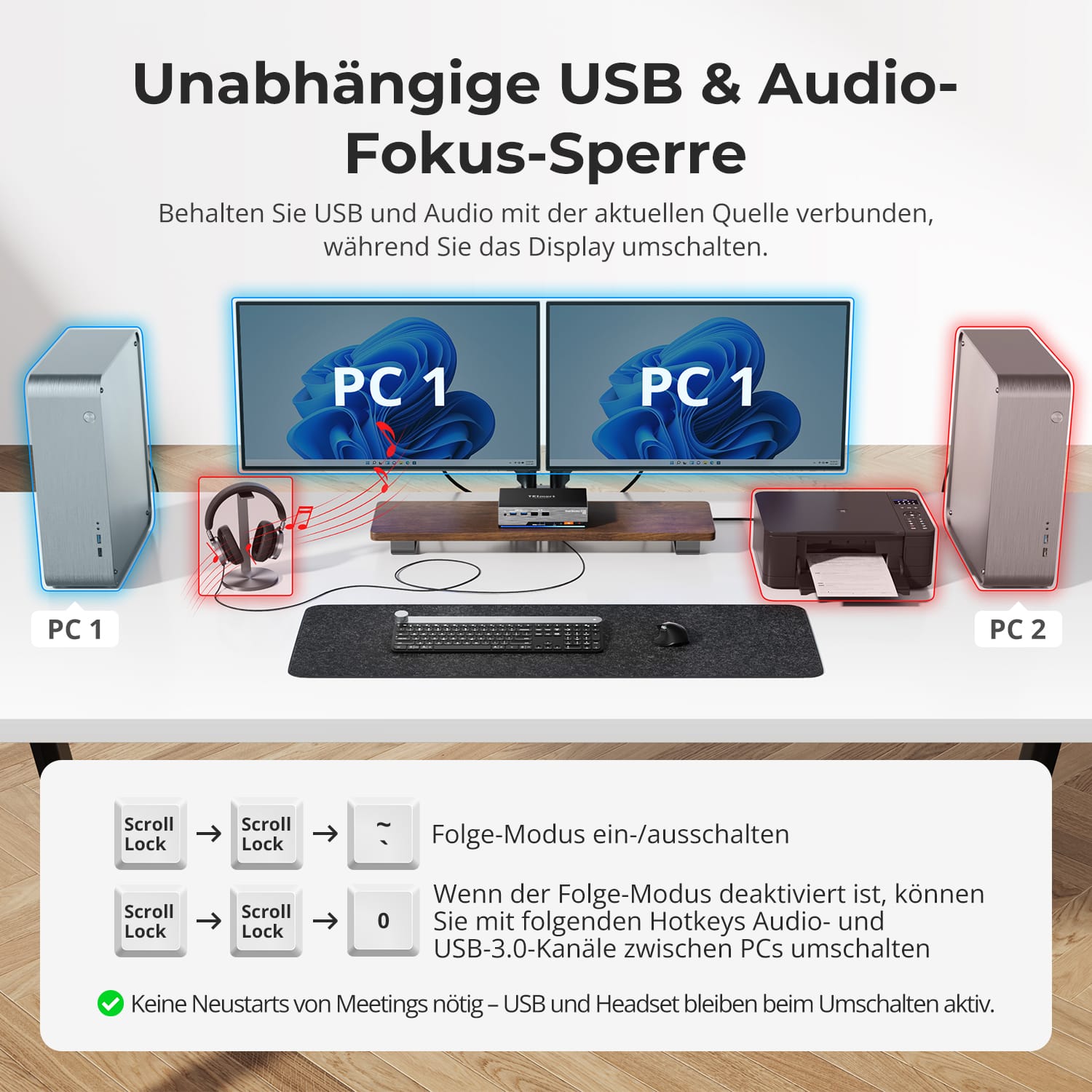 TESmart DKS202-M24-EUBK Dual Monitor KVM Switch DP 1.4 Dual 8K@60Hz KVM Switch Gaming Dock für 2 PCs und 2 Monitore, mit EDID, G-Sync, FreeSync 10652805090631 Dual 8K@60Hz KVM-Switch &amp; Gaming-Dock – DP 1.4, EDID, G-Sync | TESmart EU Plug