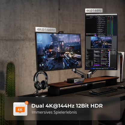 TESmart DKS202-M24-EUBK Dual Monitor KVM Switch DP 1.4 Dual 8K@60Hz KVM Switch Gaming Dock für 2 PCs und 2 Monitore, mit EDID, G-Sync, FreeSync 10652805090631 EU Plug