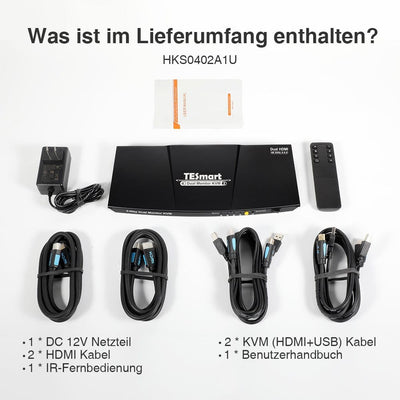 TESmart Dual Monitor KVM Switch 2 Port Dual Monitor KVM Switch HDMI 4K60Hz mit USB Hub 2 Port Dual Monitor KVM Switch HDMI 4K60Hz mit USB Hub TESmart 