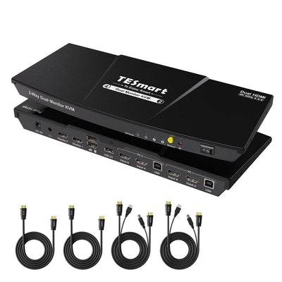 TESmart Dual Monitor KVM Switch 2 Port Dual Monitor KVM Switch HDMI 4K60Hz mit USB Hub Dual-Monitor KVM Switch – 2-Port HDMI, 4K60Hz, EDID | TESmart
