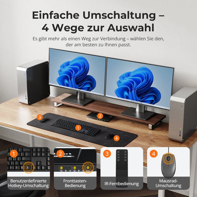 TESmart Dual Monitor KVM Switch 2-Port Dual-Monitor KVM-Switch-Kit HDMI+DP 4K60Hz mit USB 3.0 Dockingstation, EDID Dual-Monitor KVM Switch HDMI + DP 4K@60Hz mit USB 3.0 Dock | TESmart