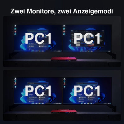 TESmart Dual Monitor KVM Switch Dual-Monitor-KVM-Switch mit 2 Anschlüssen, HDMI+VGA 4K60Hz und USB-Hub Dual Monitor KVM Switch  2 Eingänge 2 Ausgänge  HDMI VGA 4K HDCP TESmart
