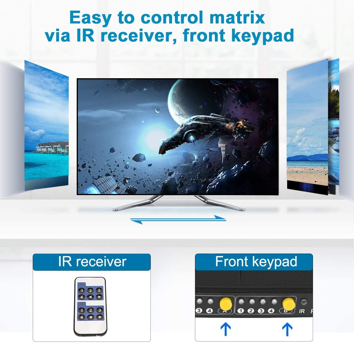 TESmart HDMI Matrix 4x2 4K HDMI-Matrix-Switch mit Audioextraktion und Audioausgang 4x2 HDMI Matrix Video Switch 4K 60hz HDCP mit  Audio TESmart