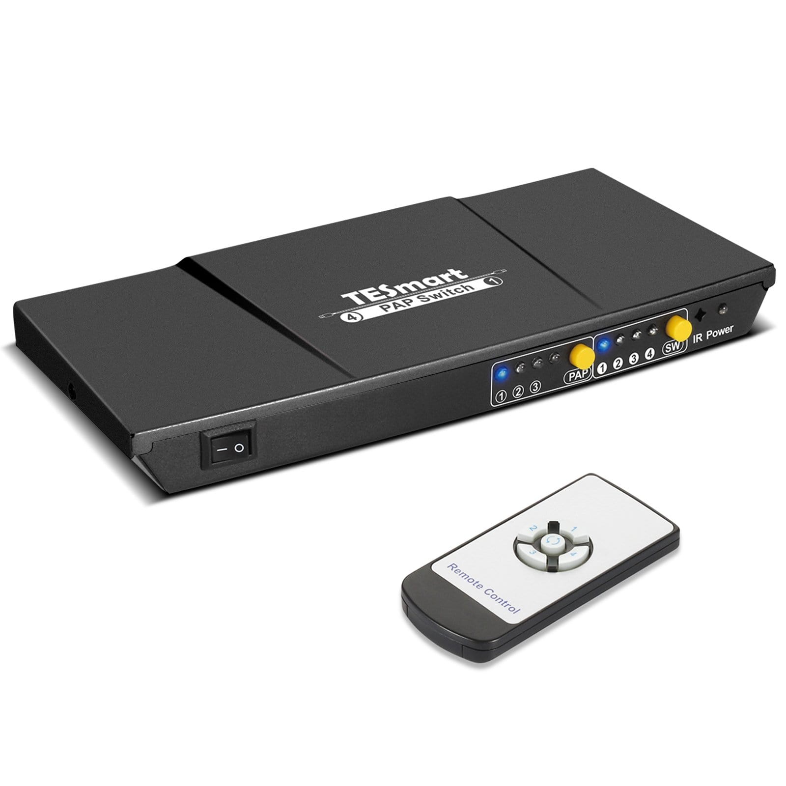 TESmart HDMI Switch 4 Port HDMI Switch 1080P@60Hz Multi Viewer und nahtloses Umschalten 4 in 1 Out Seamless HDMI Switch，Multi-View1080p@60Hz，IR-Fernbedienung