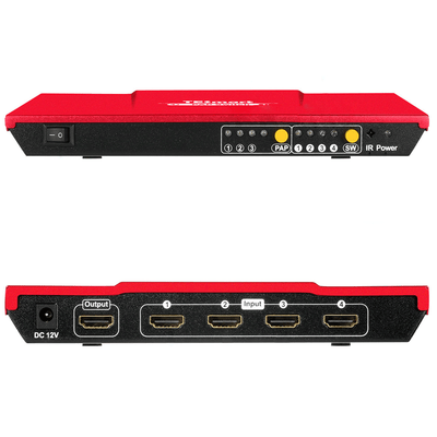 TESmart HDMI Switch 4 Port HDMI Switch 1080P@60Hz Multi Viewer und nahtloses Umschalten 4 in 1 Out Seamless HDMI Switch，Multi-View1080p@60Hz，IR-Fernbedienung