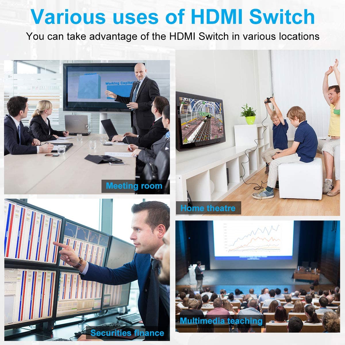 TESmart HDMI Switch 5 Port HDMI Switch 4K 60Hz Support Auto Scan und HDR 4K Switch 5 Port mit IR-Fernbedienung für Blu-ray, Media Player TESmart