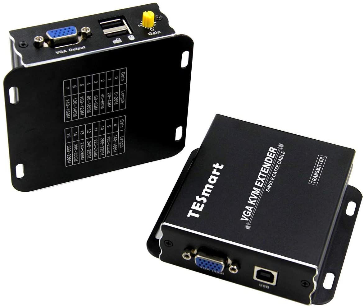 TESmart HDMI/VGA/USB Extender 300M/984ft 1080P@60Hz VGA KVM Extender (Sender + Empfänger) VGA KVM Extender 984ft über LAN Unterstüzung Tastatur,Maus -TESmart