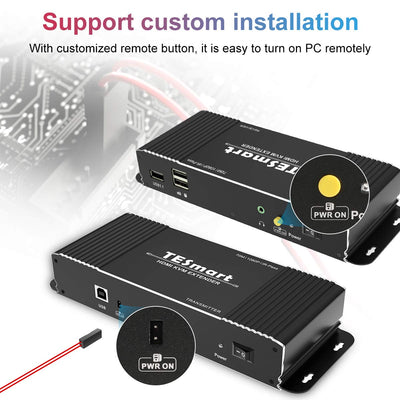 TESmart HDMI/VGA/USB Extender HDMI KVM Extender 70m Signalübertragung Ultra HD 1080p@60Hz über CAT5/5E/6/7