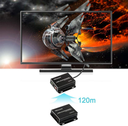 TESmart HDMI/VGA/USB Extender TESmart 120M HDMI KVM Extender Over TCP/IP Ethernet/Over Single Cat5e/cat6 Cable 1080P with IR Remote - Up to 393ft/120M (Transmitter)
