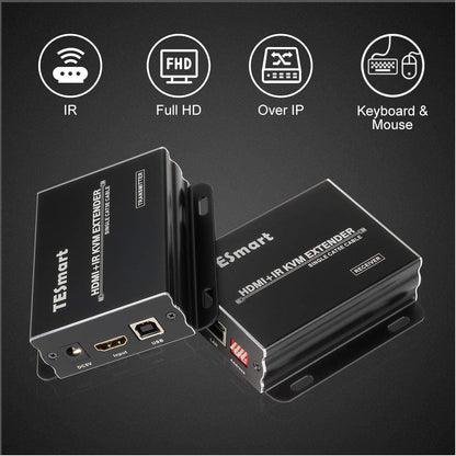 TESmart HDMI/VGA/USB Extender TESmart 120M HDMI KVM Extender Over TCP/IP Ethernet/Over Single Cat5e/cat6 Cable 1080P with IR Remote - Up to 393ft/120M (Transmitter)