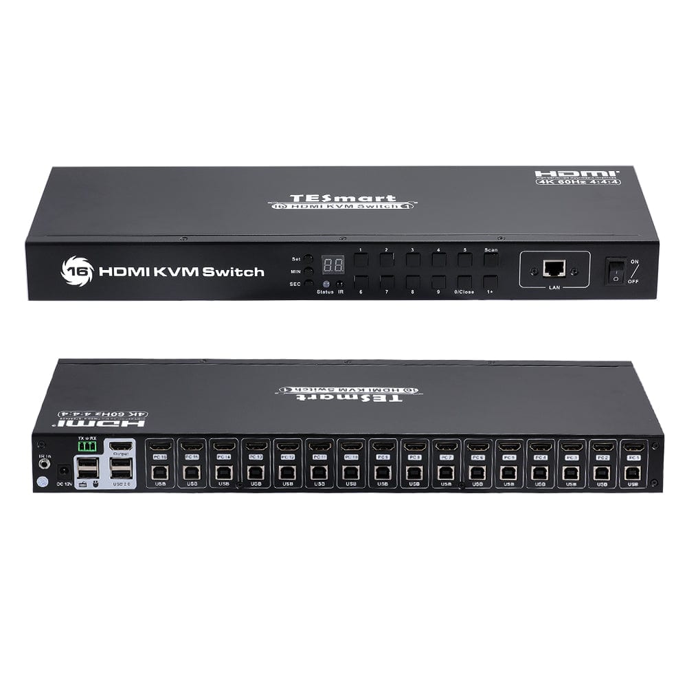 TESmart HKS1601-L23-EUBK KVM Switch 16 Port HDMI KVM Umschalter 4K30Hz Unterstützung RS232/LAN Steuerung 10659135227195 HDMI KVM Switch 16 port 4K USB Hub, Rackmount, RS232 TESmart UK Plug