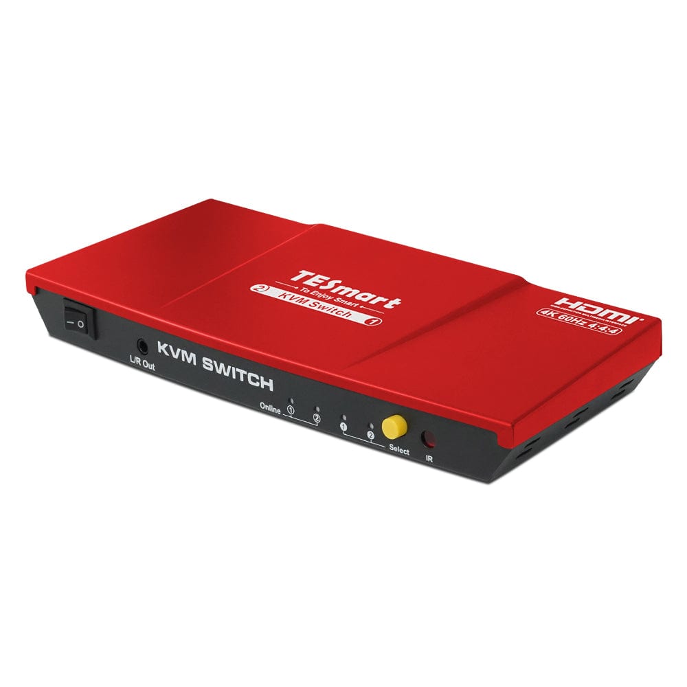 TESmart HKS201-E23-EURD KVM Switch 2 Port HDMI KVM Switch 4K60Hz Maus Nahtlose Umschaltung 10659135226730 HDMI KVM Switch 4K HDR verbinden 2 pc teilen sich USB,Audio TESmart EU Plug / Red / 4K60Hz (HKS0201A2U)