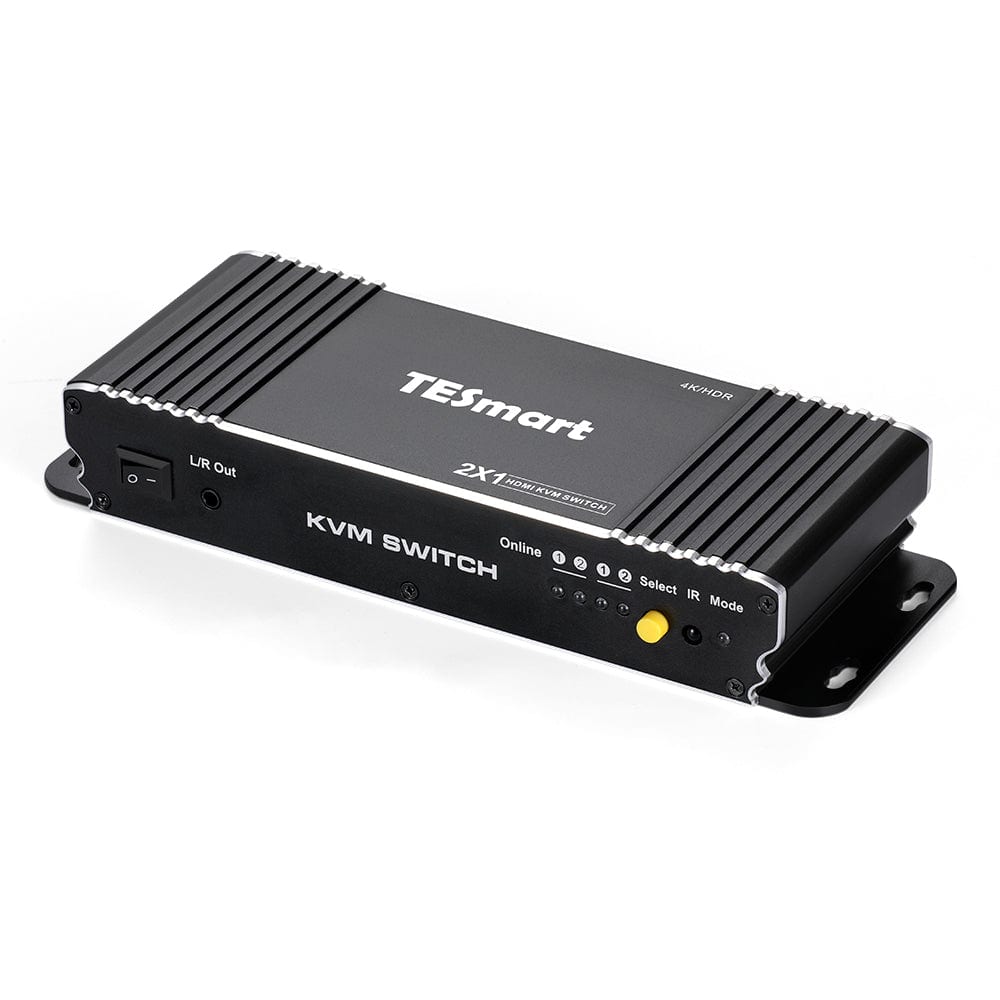 TESmart HKS201-EB23-EUBK KVM Switch 2 Port HDMI KVM Switch 4K60Hz mit USB Hub und Audio Out 10659135226792 HDMI KVM Switch 2 Port 4K60Hz mit EDID,USB Hub,L/R Audio TESmart EU Plug / Black