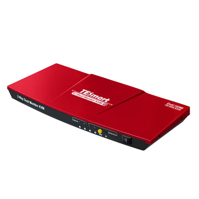 TESmart HKS202-E23-EURD Dual Monitor KVM Switch 2 Port Dual Monitor KVM Switch HDMI 4K60Hz mit USB Hub 10659135226976 2 Port Dual Monitor KVM Switch HDMI 4K60Hz mit USB Hub TESmart  EU Plug / Red