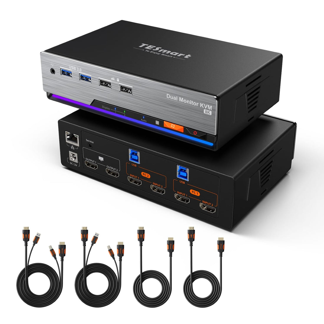 TESmart HKS202-M24-EUBK Dual Monitor KVM Switch HDMI 2.1 Dual 4K144Hz KVM Switch Gaming Dock für 2 PCs &amp; 2 Monitore, mit ADI-Chip, EDID, VRR, FVA, ALLM und dynamischem HDR 10652805090716 2-Port Dual-Monitor HDMI 2.1 KVM-Switch 4K144Hz mit ADI-Chip | TESmart EU Plug