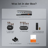 TESmart HKS203-P24-EUBK Drei Monitor KVM Switcher Triple 4K60Hz HDMI KVM Switch Gaming Dock für 2 PCs & 3 Monitore, mit EDID 10652805090693 EU Plug