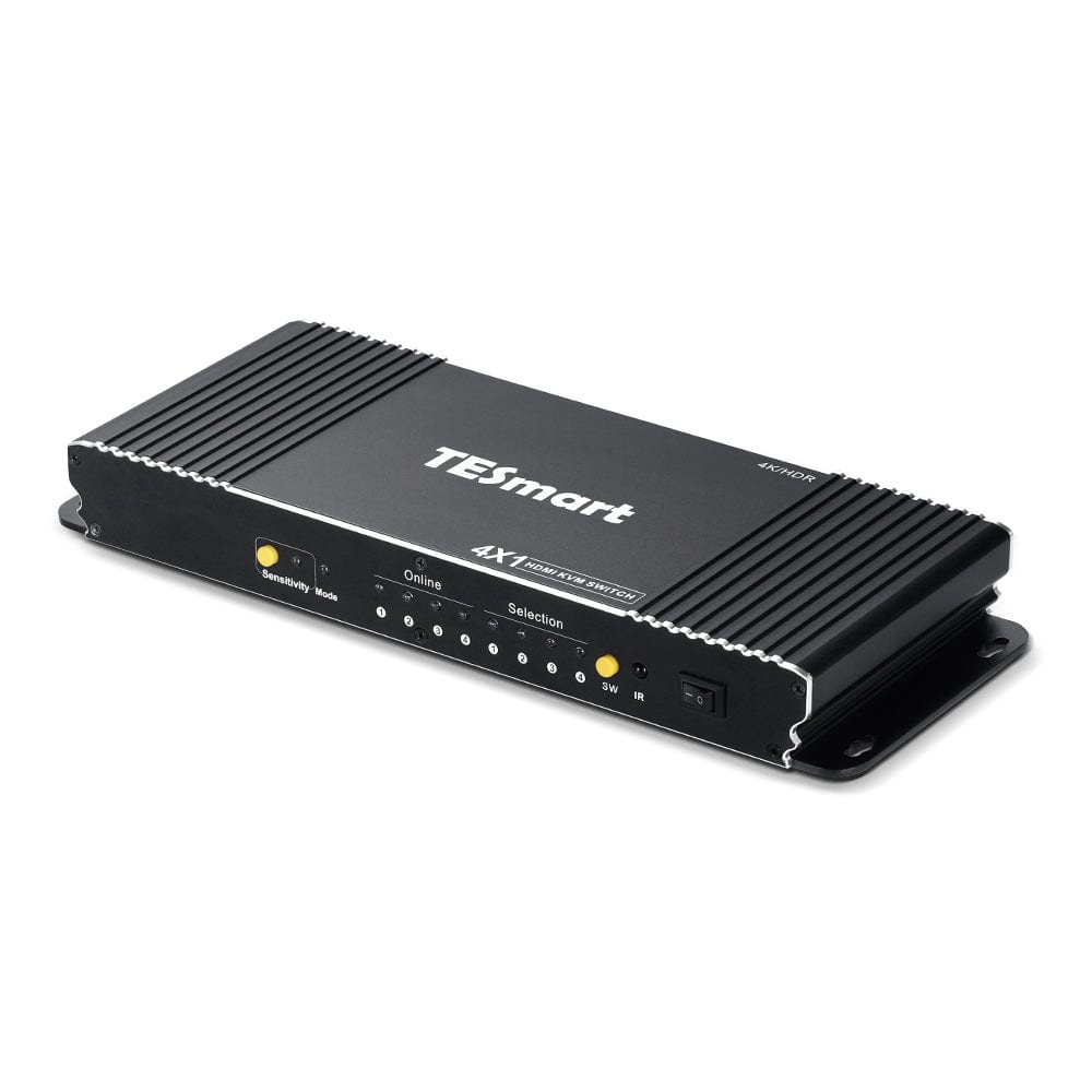 TESmart HKS401-EB23-EUBK KVM Switch 4 Port HDMI KVM Switch 4K60Hz mit USB Hub und Audio Out 10659135226914 HDMI KVM Switch 4K HDR verbinden 4 pc teilen sich USB,Audio TESmart EU Plug