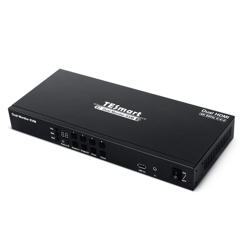 TESmart HKS402-L23-EUBK Dual Monitor KVM Switch 4-Port Dual-Monitor KVM-Switch-Kit HDMI 4K30Hz mit EDID 10659135228314 EU Plug