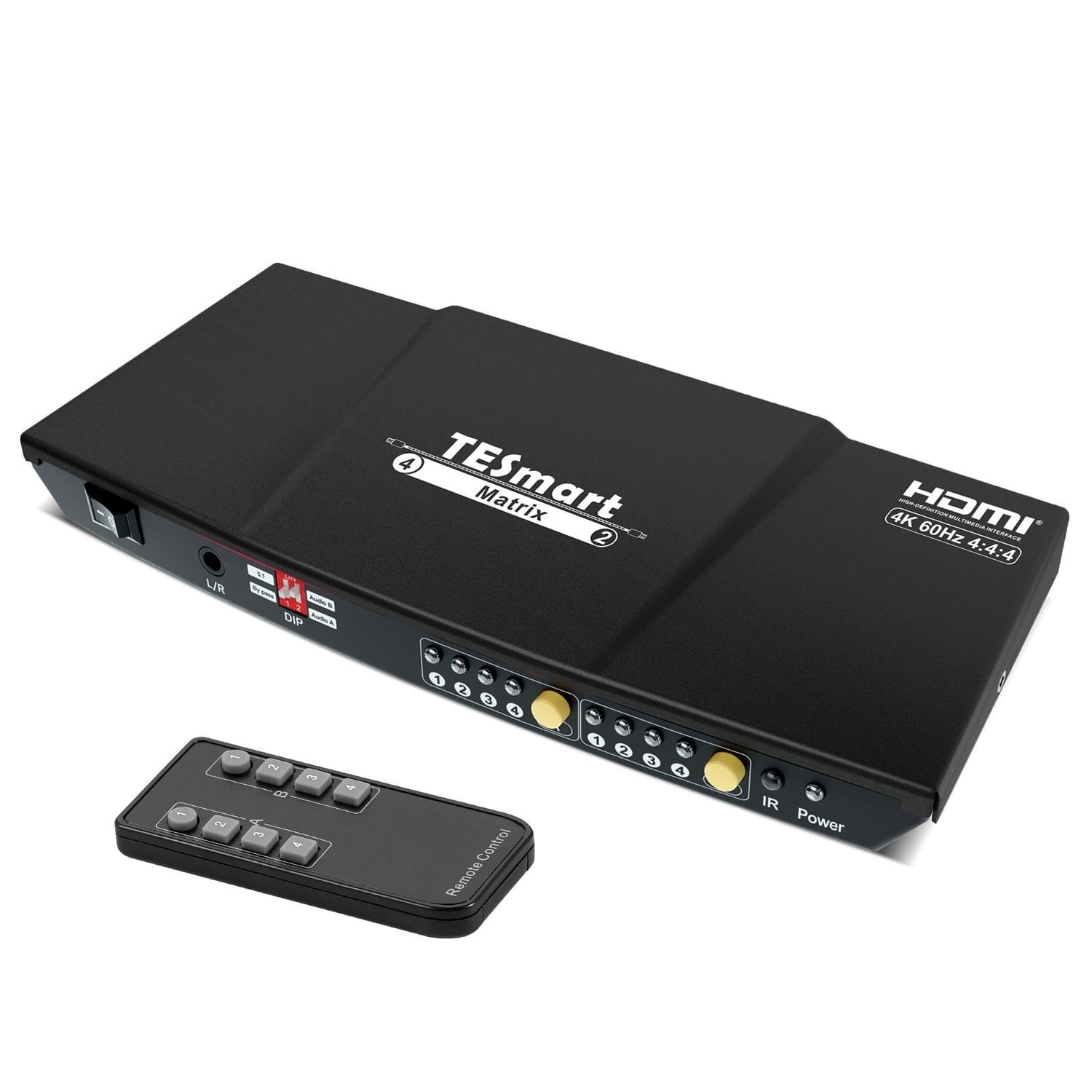 TESmart HMA0402A1U-USBK HDMI Matrix 4x2 4K HDMI-Matrix-Switch mit Audioextraktion und Audioausgang 4x2 HDMI Matrix Video Switch 4K 60hz HDCP mit  Audio TESmart US Plug / Black