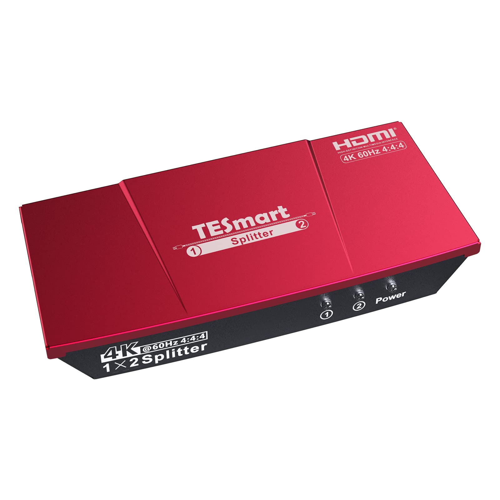 TESmart HSP0102A2U-EURD HDMI Splitter TESmart HDMI Splitter 1 in 2 Out, HDMI Splitter 4K @ 60Hz Supports HDCP 2.2 and CEC Function, Bi-Directional HDMI Splitter Flexible Control 7 EDID Modes Compatible with Laptop PS4 Xbox Sky Box Red 2 Ports&CEC / Red / EU Plug