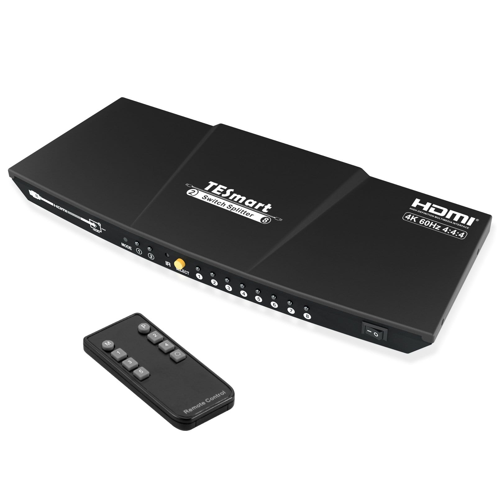 TESmart HSP0208A1U-EUBK HDMI Splitter 2x8 HDMI Splitter 4K 60Hz für DVD Player TV Box HDMI Splitter  2 in 8 out Unterstützung  4K 60Hz HDR HDCP 2.2 -TESmart EU Plug / Black / 4K@60Hz