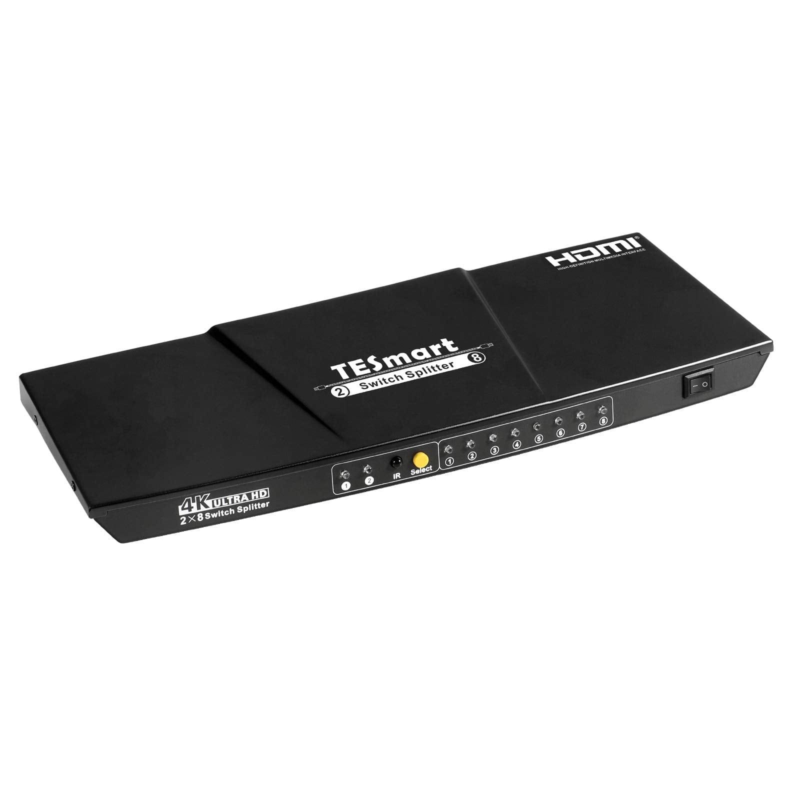 TESmart HSP0208A20-EUBK HDMI Splitter 2x8 HDMI Splitter 4K 60Hz für DVD Player TV Box HDMI Splitter  2 in 8 out Unterstützung  4K 60Hz HDR HDCP 2.2 -TESmart EU Plug / Black / 4K@30Hz