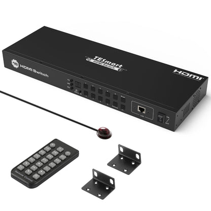 TESmart HSW1601A10-EUBK HDMI Switch 8/16 Port-Rackmount-HDMI-Switch 4K@60Hz mit RS232/LAN 8 Port HDMI Switch 4K 60Hz Auto Switch mit RS232/LAN-TESmart EU Plug / HSW1601A10