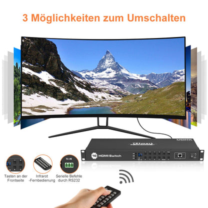TESmart HSW1601A10-EUBK HDMI Switch TESmart 16 Port HDMI Switch 4K UHD 3840x2160@30Hz HDMI Switcher Box with RS232 LAN Port Support HDCP 2.2 HDMI Switch 16 Port 4K Rackmount, RS232/LAN, HDCP-TESmart EU Plug