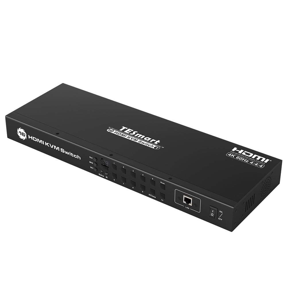TESmart KVM Switch 16 Port HDMI KVM Switch 4K60Hz Unterstützung RS232/LAN Steuerung HDMI KVM Switch 16 Port 4K60Hz Autoscan, Rackmount, RS232 TESmart