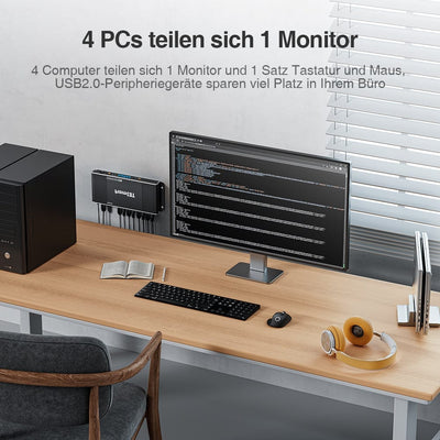 TESmart KVM Switch 4 Port HDMI KVM Switch 4K60Hz mit USB Hub und Audio Out HDMI KVM Switch 4K HDR verbinden 4 pc teilen sich USB,Audio TESmart
