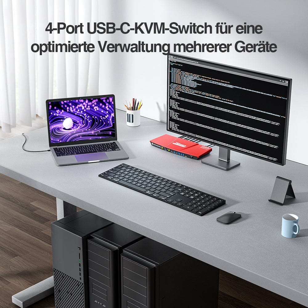 TESmart KVM Switch 4 Ports USB-C KVM Umschalter 4K60Hz HDMI & 3 HDMI + 1 Typ-C KVM Switch USB-C HDMI 4 Port 4K60Hz mit EDID,USB Hub TESmart
