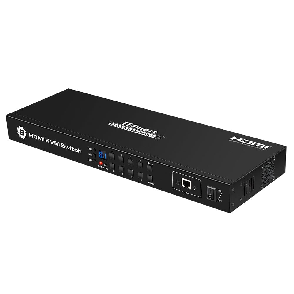 TESmart KVM Switch 8-Port HDMI KVM Switch 4K30Hz mit Unterstützung für RS232/LAN HDMI KVM  Switch 8 Port 4K Autoscan, Rackmount, RS232 TESmart