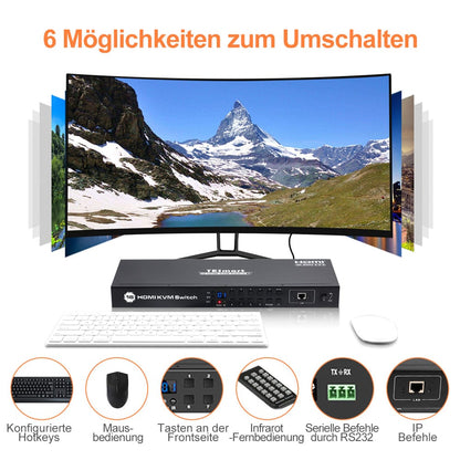 TESmart KVM Switch 8-Port HDMI KVM-Switch mit 4K60Hz, RS232/LAN-Steuerung HDMI KVM Switch 8 port 4K60Hz Autoscan, Rackmount, RS232 TESmart