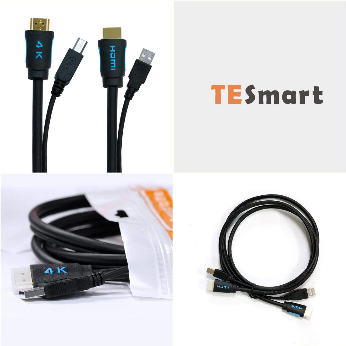 TESmart TESmart Accessoriess TESmart 1,5 m/3 m/5 m Standard-KVM-Kabel HDMI + USB 2.0-Kabel  TESmart USB KVM Kabel USB - A zu USB - B,USB + HDMI Kabel