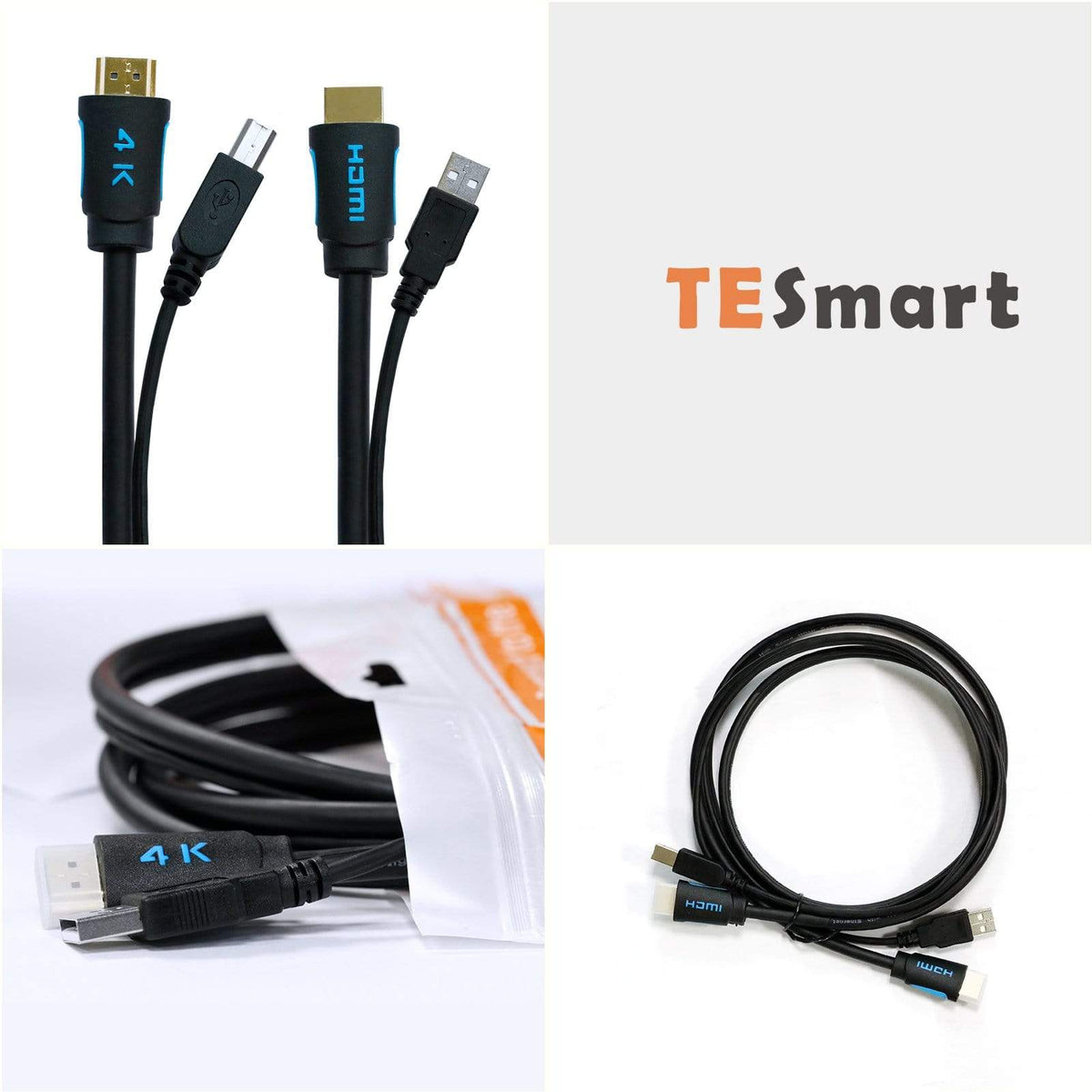 TESmart TESmart Accessoriess TESmart 1,5 m/3 m/5 m Standard-KVM-Kabel HDMI + USB 2.0-Kabel  TESmart USB KVM Kabel USB - A zu USB - B,USB + HDMI Kabel