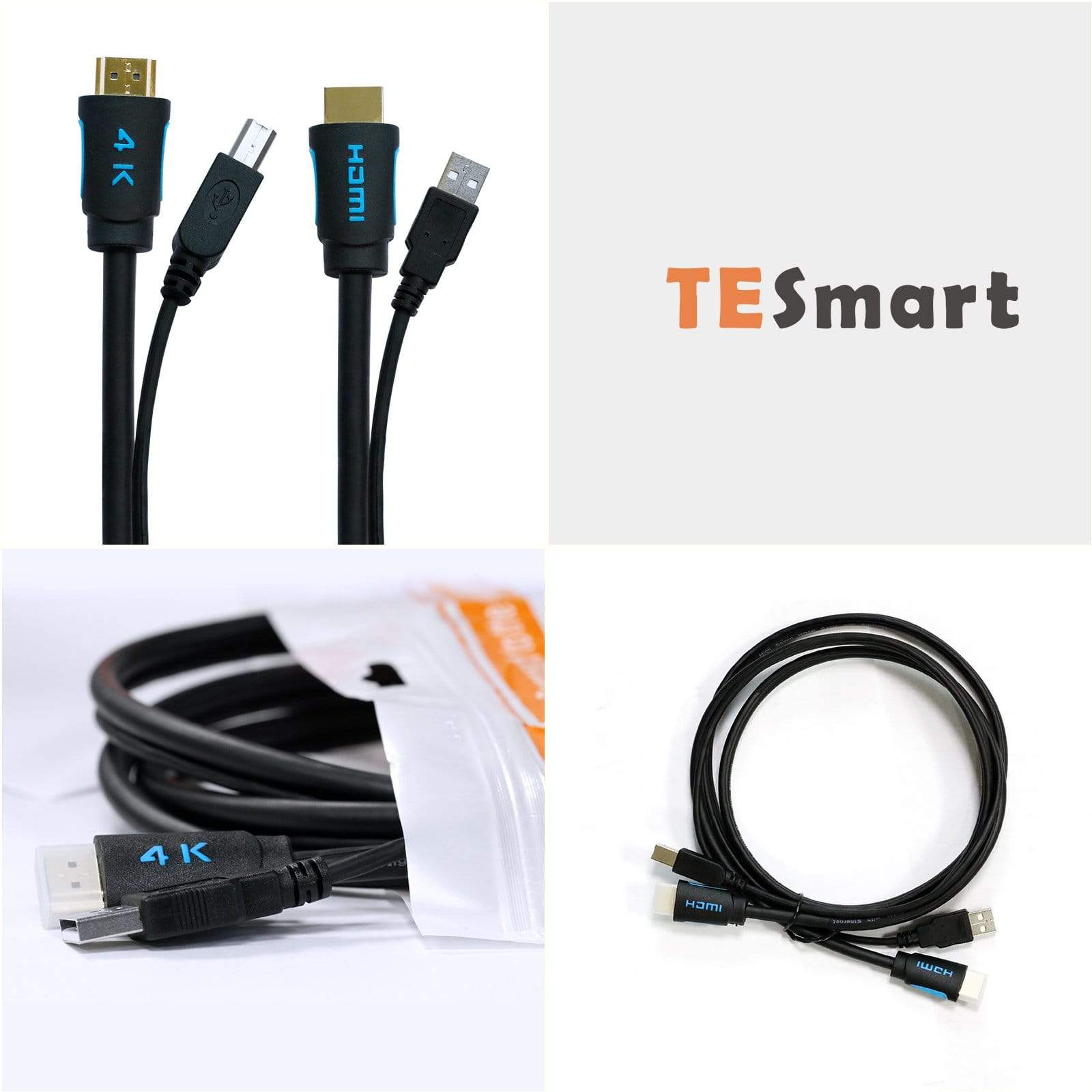 TESmart TESmart Accessoriess TESmart 1,5 m/3 m/5 m Standard-KVM-Kabel HDMI + USB 2.0-Kabel  TESmart USB KVM Kabel USB - A zu USB - B,USB + HDMI Kabel