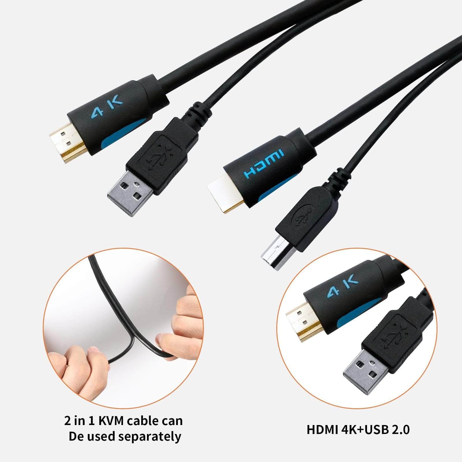 TESmart TESmart Accessoriess TESmart 1,5 m/3 m/5 m Standard-KVM-Kabel HDMI + USB 2.0-Kabel  TESmart USB KVM Kabel USB - A zu USB - B,USB + HDMI Kabel